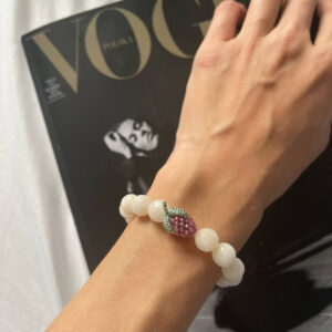 Bransoletka z jadeitu z metaliczną maliną